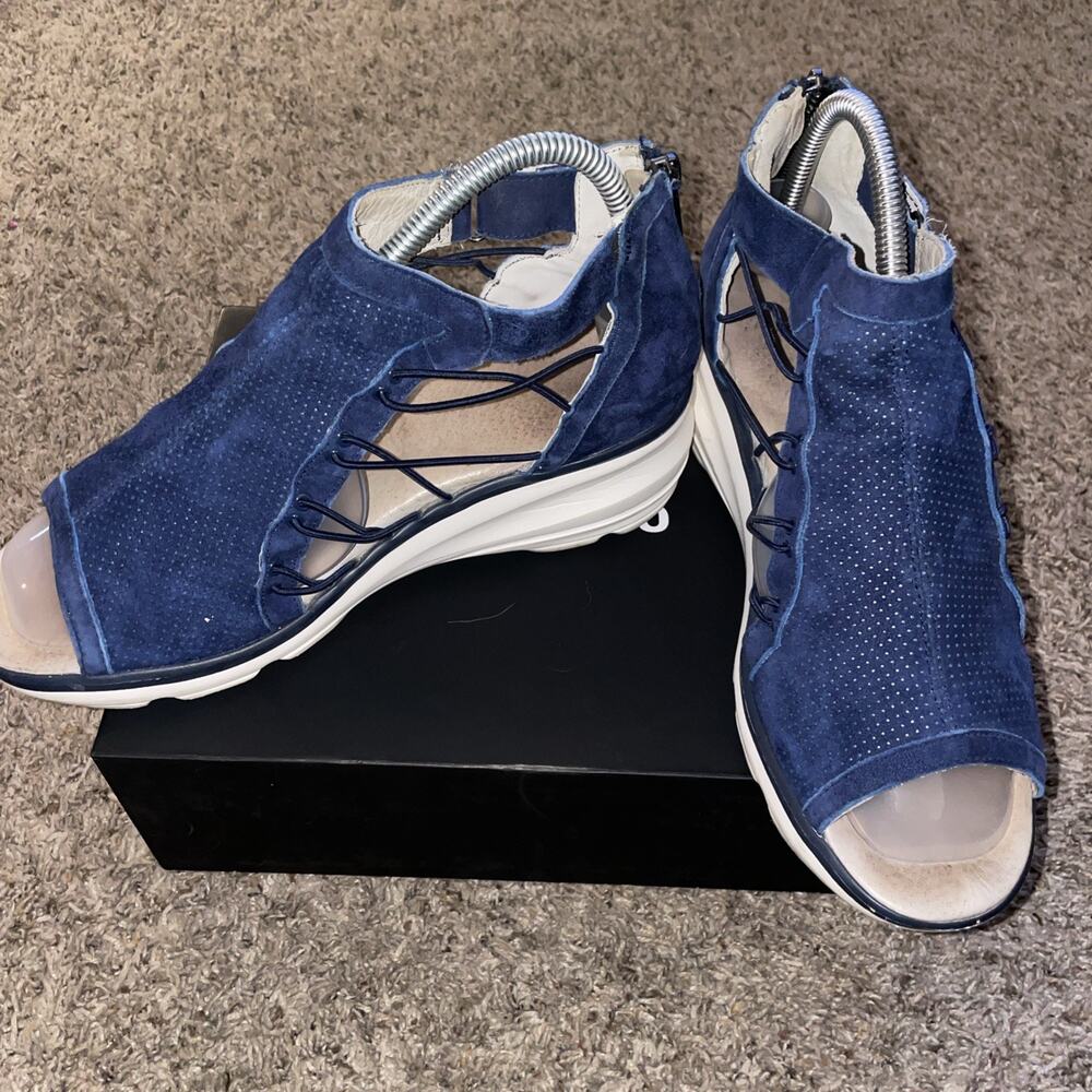 Jambu Naomi Blue Suede Leather Lace Up Wedge Gladiator Sandals Women's Size 9M - Picture 4 of 8